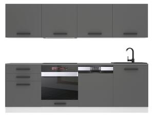 Kuchynská linka Belini Premium Full Version 240 cm šedý mat s pracovnou doskou ALICE
