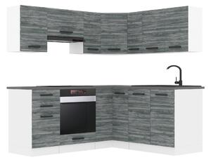 Kuchynská linka Belini Premium Full Version 360 cm šedý antracit Glamour Wood s pracovnou doskou SARAH