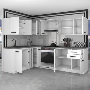 Kuchynská linka Belini Premium Full Version 420 cm šedý antracit Glamour Wood s pracovnou doskou JANET