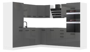 Kuchynská linka Belini Premium Full Version 480 cm šedý lesk s pracovnou doskou STACY