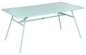 Záhradný jedálenský stôl mätová zelená pozinkované železo 160 x 90 cm práškovo lakovaný povrch moderný záhradný nábytok