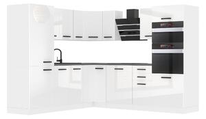 Kuchynská linka Belini Premium Full Version 480 cm biely lesk s pracovnou doskou STACY