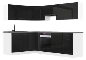 Kuchynská linka Belini Premium Full Version 420 cm čierny lesk s pracovnou doskou JANET