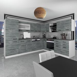 Kuchynská linka Belini Premium Full Version 520 cm šedý antracit Glamour Wood s pracovnou doskou JULIE