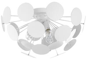 Stropná lampa biela kovová s pologuľovým tienidlom z kruhov 2 žiarovky industriálny art deco štýl