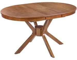 Rozkladací jedálenský stôl tmavý dub MDF kaučukové drevo 110-140 x 110 cm okrúhly retro dizajn obývacia izba jedáleň