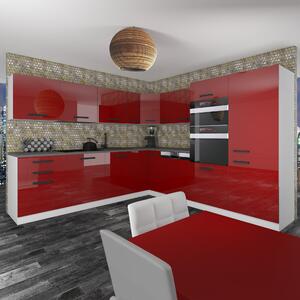 Kuchynská linka Belini Premium Full Version 480 cm červený lesk s pracovnou doskou JANE