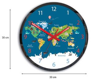 Detské nástenné hodiny Mapa sveta