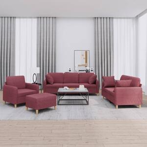 Maison Exclusive – 4-dielna sedacia súprava s vankúšmi, vínovočervená látka