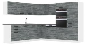 Kuchynská linka Belini Premium Full Version 480 cm šedý antracit Glamour Wood s pracovnou doskou JANE