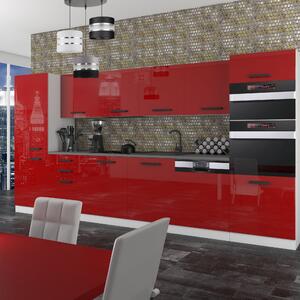 Kuchynská linka Belini Premium Full Version 360 cm červený lesk s pracovnou doskou NAOMI