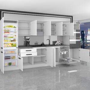Kuchynská linka Belini Premium Full Version 360 cm šedý antracit Glamour Wood s pracovnou doskou NAOMI