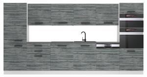 Kuchynská linka Belini Premium Full Version 360 cm šedý antracit Glamour Wood s pracovnou doskou NAOMI