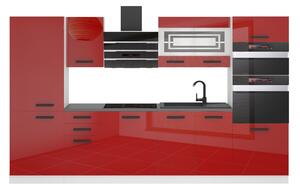 Kuchynská linka Belini Premium Full Version 300 cm červený lesk s pracovnou doskou MILA Výrobca