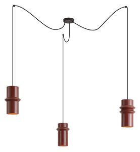 Retro závesná lampa červená s čiernou 3-svetlá - Monti