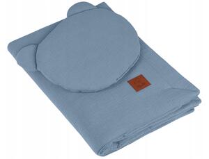 Infantino Mušelínová deka 100x70 s vankúšikom Teddy 35x30 Farba: modrá