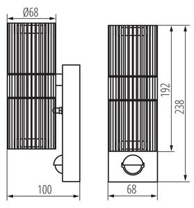 Kanlux 46203 - Vonkajšie nástenné bodové svietidlo s pohybovým senzorom RADILO 2xGU10/11W/230V IP44 čierna