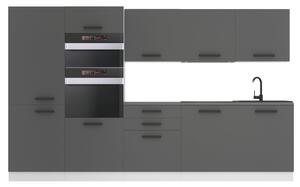 Kuchynská linka Belini Premium Full Version 300 cm šedý mat s pracovnou doskou GRACE