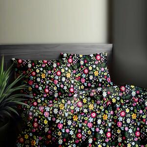 Ervi bavlnené obliečky - farebné kvety na čiernom