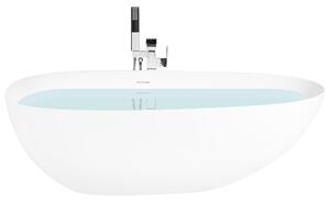 Voľne stojaca vaňa biela solid surface 170 cm s tenkým okrajom moderná kúpeľňa