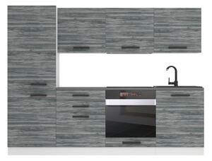 Kuchynská linka Belini Premium Full Version 240 cm šedý antracit Glamour Wood s pracovnou doskou SANDY