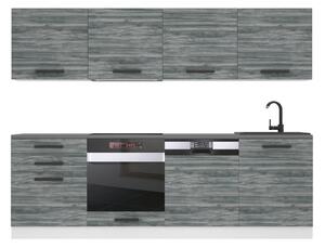 Kuchynská linka Belini Premium Full Version 240 cm šedý antracit Glamour Wood s pracovnou doskou ALICE