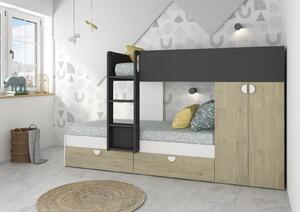 Poschodová posteľ Flip - svetlý dub, shade