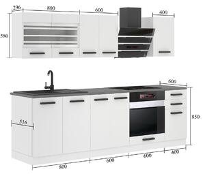 Kuchynská linka Belini Premium Full Version 240 cm šedý lesk s pracovnou doskou MARGARET