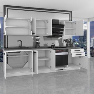 Kuchynská linka Belini Premium Full Version 240 cm šedý antracit Glamour Wood s pracovnou doskou MARGARET