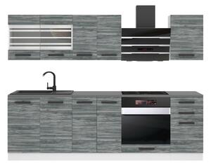 Kuchynská linka Belini Premium Full Version 240 cm šedý antracit Glamour Wood s pracovnou doskou MARGARET