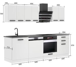 Kuchynská linka Belini Premium Full Version 240 cm biely mat s pracovnou doskou SUSAN