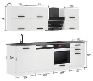 Kuchynská linka Belini Premium Full Version 240 cm biely mat s pracovnou doskou MADISON