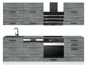 Kuchynská linka Belini Premium Full Version 240 cm šedý antracit Glamour Wood s pracovnou doskou MADISON