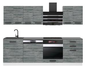 Kuchynská linka Belini Premium Full Version 240 cm šedý antracit Glamour Wood s pracovnou doskou SUSAN