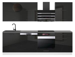 Kuchynská linka Belini Premium Full Version 240 cm čierny lesk s pracovnou doskou MADISON