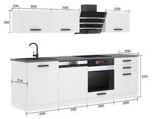 Kuchynská linka Belini Premium Full Version 240 cm biely mat s pracovnou doskou LINDA