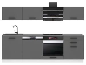 Kuchynská linka Belini Premium Full Version 240 cm šedý mat s pracovnou doskou LINDA