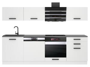 Kuchynská linka Belini Premium Full Version 240 cm biely mat s pracovnou doskou LINDA
