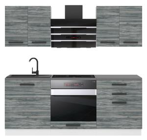 Kuchynská linka Belini Premium Full Version 180 cm šedý antracit Glamour Wood s pracovnou doskou MARY