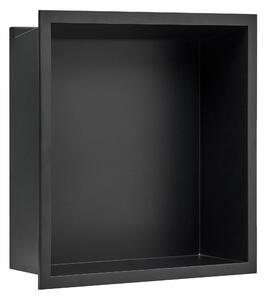 Vstavaná sprchová polica čierna nehrdzavejúca oceľ 33 x 33 cm matný povrch kúpeľňová nika s LED osvetlením moderný štýl kúpeľňa
