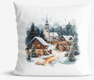 Goldea dekoračná obliečka na vankúš - zimná dedinka 45 x 45 cm