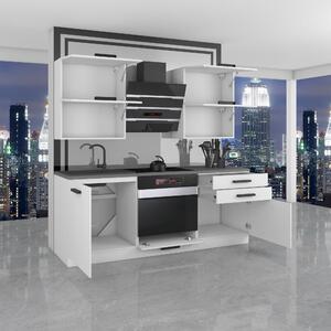Kuchynská linka Belini Premium Full Version 180 cm šedý antracit Glamour Wood s pracovnou doskou EMILY