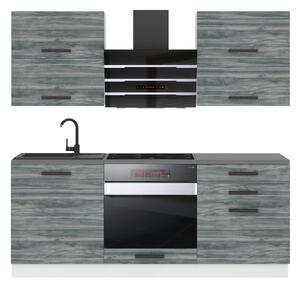 Kuchynská linka Belini Premium Full Version 180 cm šedý antracit Glamour Wood s pracovnou doskou EMILY