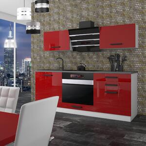 Kuchynská linka Belini Premium Full Version 180 cm červený lesk s pracovnou doskou SOPHIA