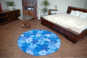 Detský koberec PUZZLE modrý kruh