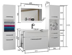 Kúpeľňový nábytok Belini Premium Full Version biely lesk / dub wotan + umývadlo + zrkadlo + LED osvetlenie Glamour 112
