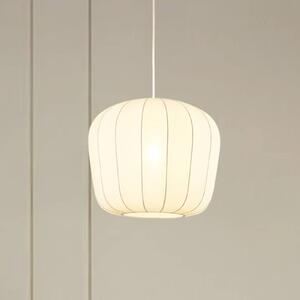 Závesné svietidlo Lindby Helin, biele, Ø 35 cm, látka, Biela / opálová, Obývacia izba / jedáleň, Textil / látka / hodváb, Moderný, Závesné svietidlo