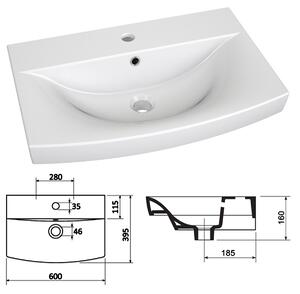 Kúpeľňový nábytok Belini Premium Full Version biely lesk / dub wotan+ umývadlo + zrkadlo + LED osvetlenie Glamour 93