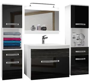 Kúpeľňový nábytok Belini Premium Full Version čierny lesk / eben kráľovský + umývadlo + zrkadlo + LED osvetlenie Glamour 113