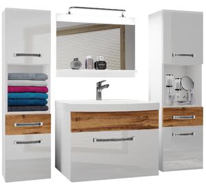 Kúpeľňový nábytok Belini Premium Full Version biely lesk / dub wotan + umývadlo + zrkadlo + LED osvetlenie Glamour 112 Výrobca